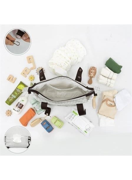 Baby Stroller Organizer Bag, Shoulder Smart, Mother Baby Care Bag, Waterproof, Gingham Series