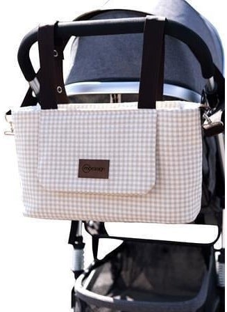 Baby Stroller Organizer Bag, Shoulder Strap, Mother Baby Care Bag, Waterproof, Gingham Series
