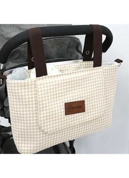 Baby Stroller Organizer Bag, Shoulder Strap, Mother Baby Care Bag, Waterproof, Gingham Series