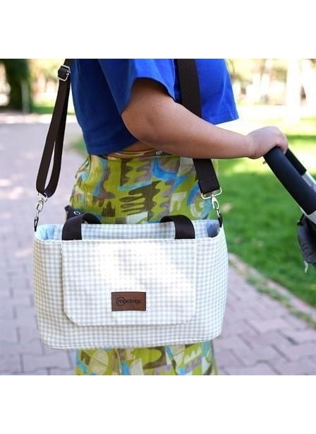 Baby Stroller Organizer Bag, Shoulder Strap, Mother Baby Care Bag, Waterproof, Gingham Series