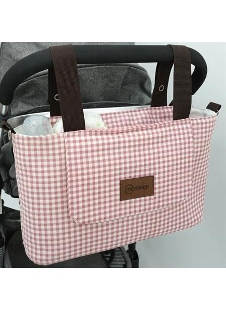Baby Stroller Organizer Bag, Shoulder Strap, Mother Baby Care Bag, Waterproof, Gingham Series