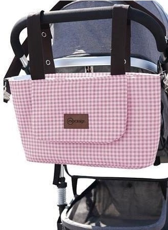 Baby Stroller Organizer Bag, Shoulder Strap, Mother Baby Care Bag, Waterproof, Gingham Series