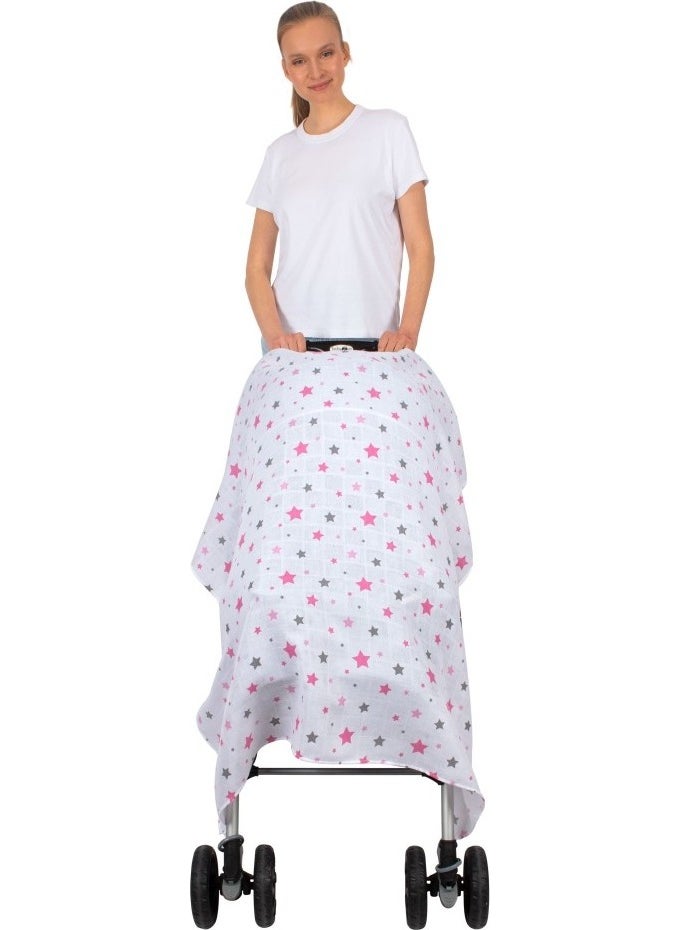 Sevibebe Muslin Stroller Cover Art-42 Starburst Pink