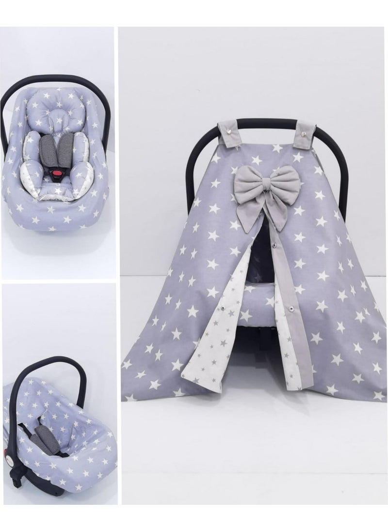 Hanger Style Star Stroller Cushion, Cover and Sheet Set of 3 Gray