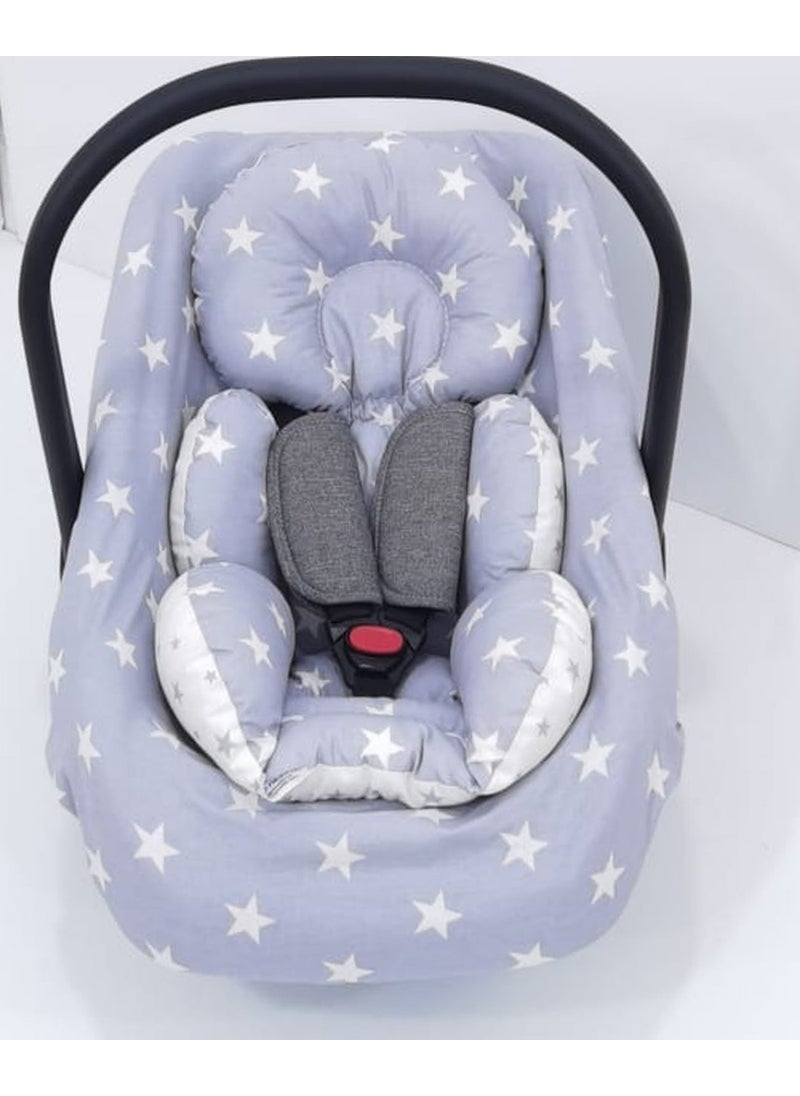 Hanger Style Star Stroller Cushion, Cover and Sheet Set of 3 Gray