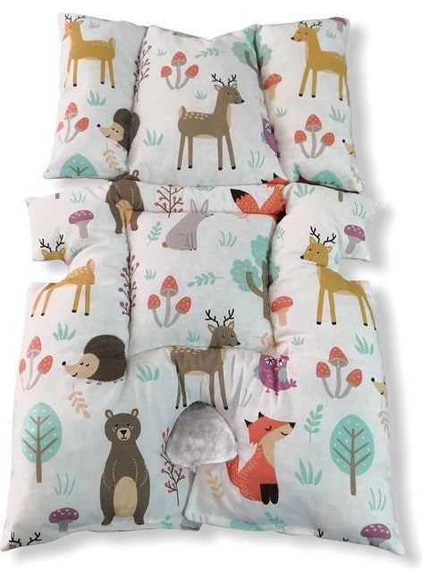 Baby Special Baby Stroller and Car Seat Cushion with Lumbar Support, Nature and Cute Animal Pattern