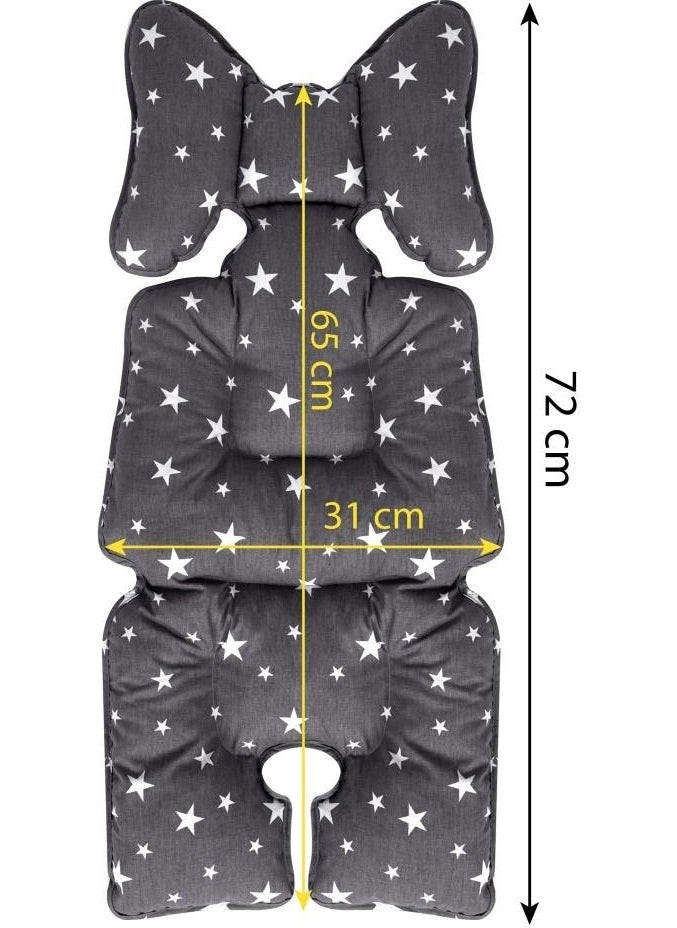 Sevi Baby Stroller and Car Seat Cushion Gray Star Pattern