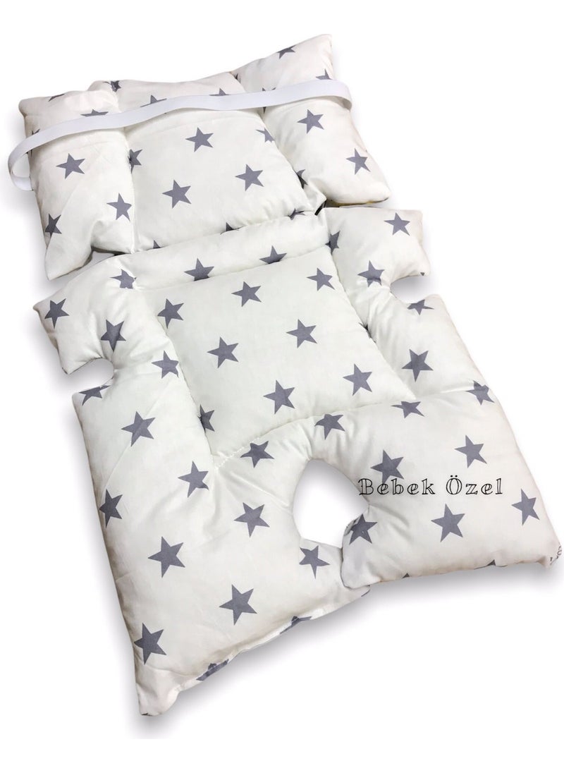 Baby Special Baby Stroller and Car Seat Cushion with Waist Support Gray Crescent and Star