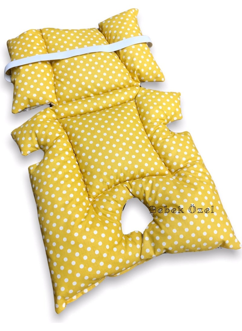 Baby Special Baby Stroller and Car Seat Cushion with Waist Support Yellow Crescent/Yellow Polka Dot