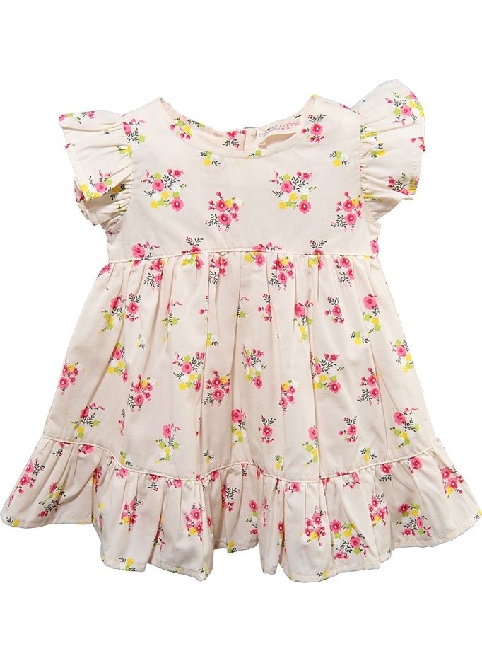 Baby Girl Powder Floral Patterned Ruffle Woven Dress (6MONTHS-4YEARS)