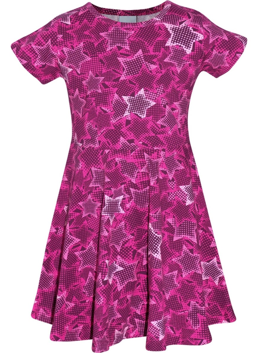 Pointing Stars Girls Patterned Short Sleeve Dress