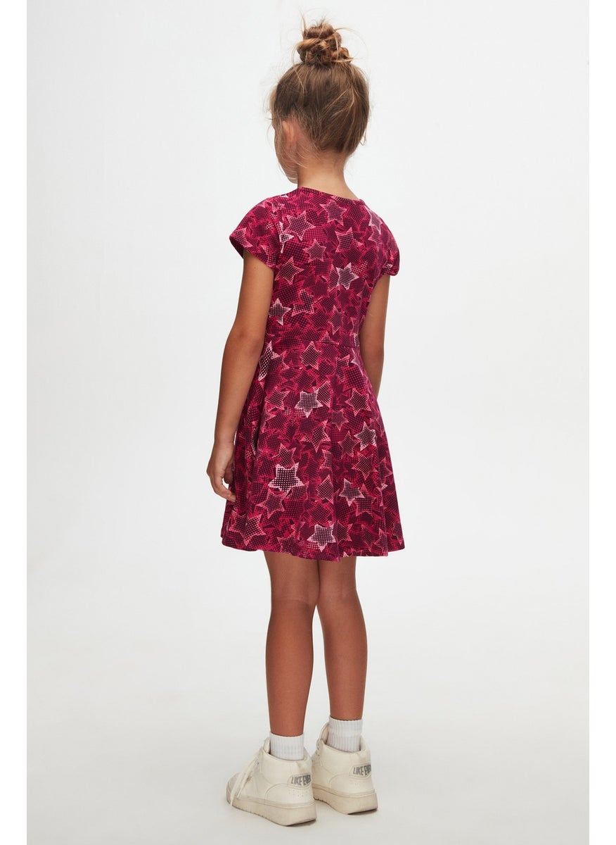 Pointing Stars Girls Patterned Short Sleeve Dress