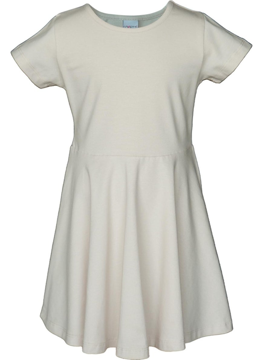 Stone Colored Basic Girl Short Sleeve Dress