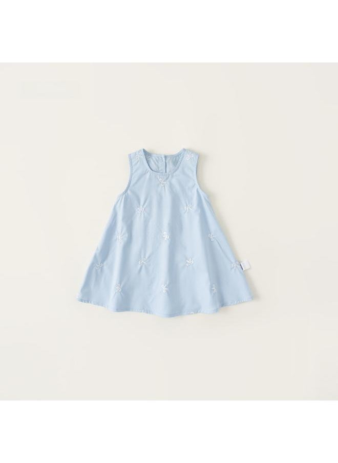 Yu Bao Children's Clothing Vest Dress Summer Children's Bow Embroidery Solid Color Sleeveless Dress Xq24354