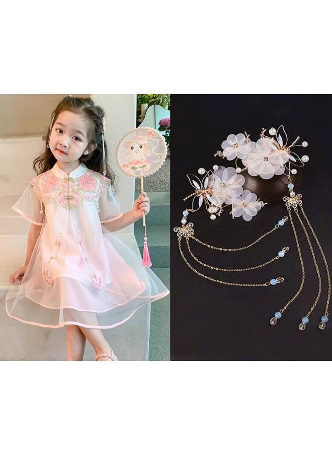 Girls' Dress Summer New Hanfu Short-sleeved Children's Princess Dress Girls' Children's Wear Summer Children's Skirt