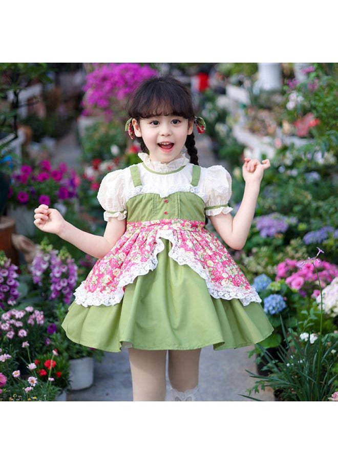 Summer New Girls Princess Dress Original Design Children's Clothing Pastoral Style Floral Dress Simple Children's Dress
