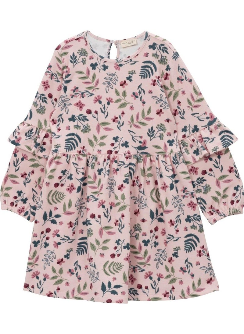 Girl Flower Patterned Dress - Pink Patterned