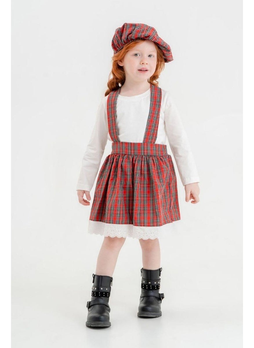 My Little Ones Poplin Fabric Plaid Pattern New Year Dress - Red