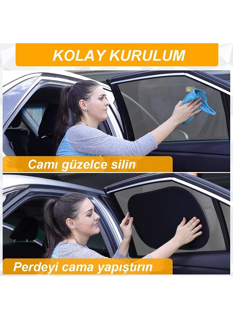 Vehicle Rear Side Window Sunshade Auto Curtain Set with Suction Cup Vehicle Curtain 2 Pieces