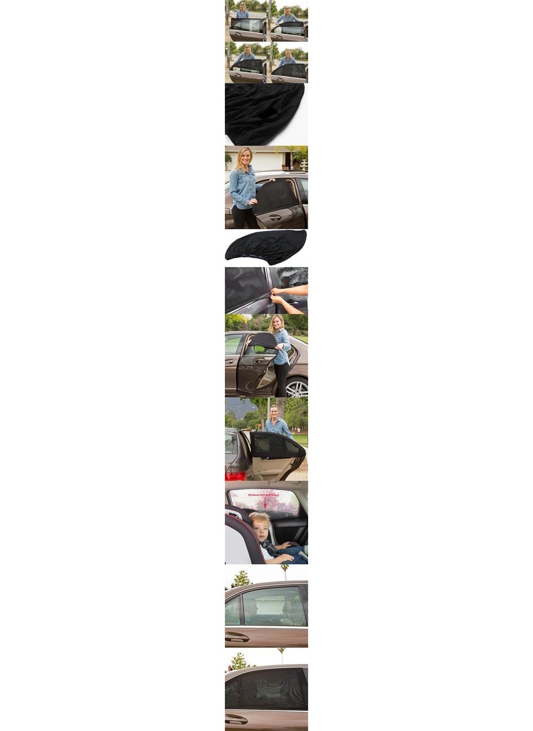 Auto Car Vehicle Rear Side Window Curtain Sunshade 2 Pack