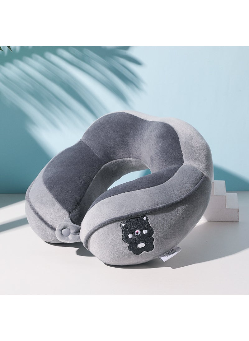 Hump U-shaped pillow shark embroidery neck pillow office nap pillow travel portable neck pillow can be printed logo Grizzly Bear