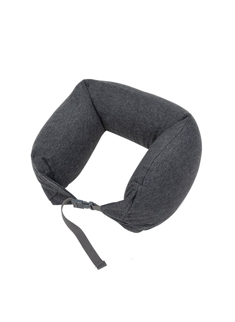 1 x 5 pcs Ergonomic Cotton U-Shaped Travel Neck Pillow Solid-dark gray