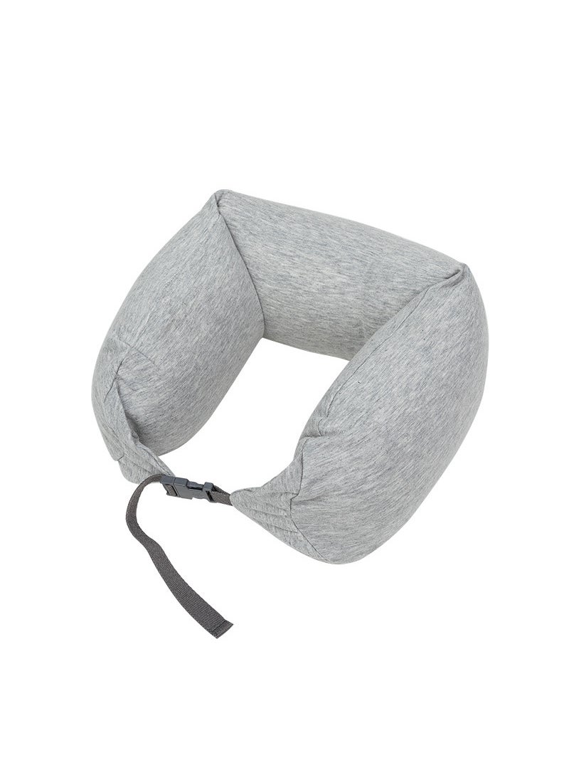 1 x 5 pcs Ergonomic Cotton U-Shaped Travel Neck Pillow Solid-light gray