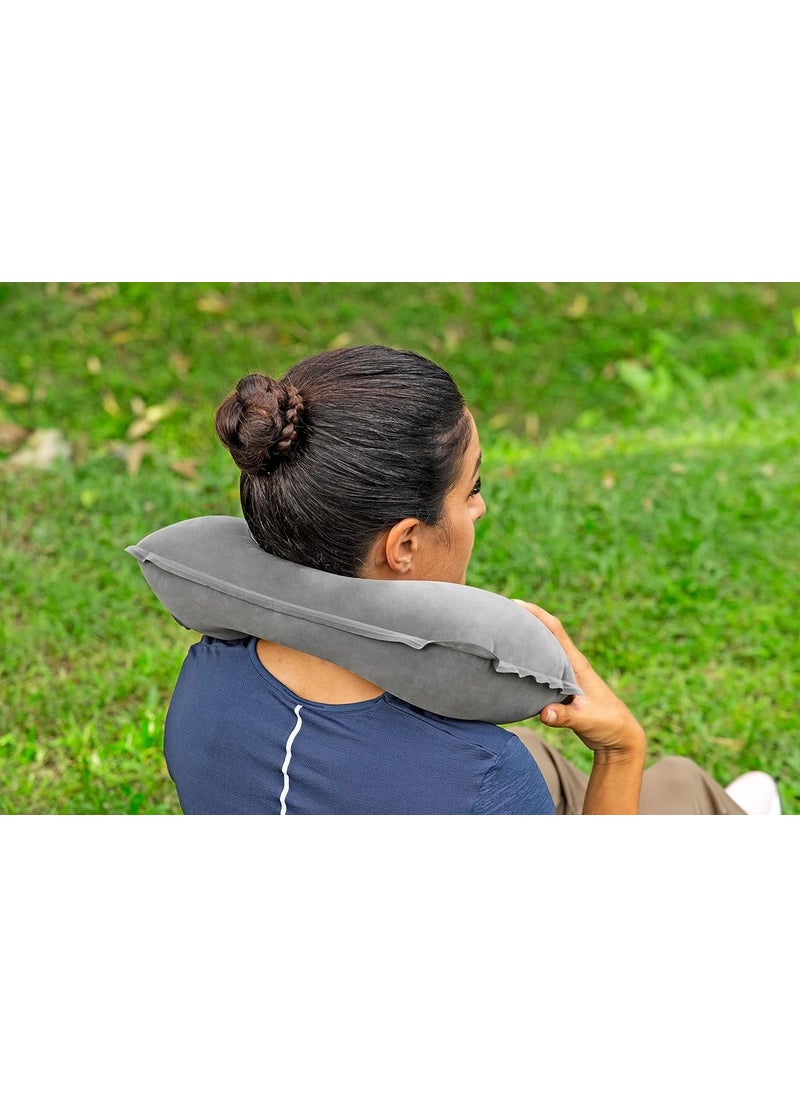 Inflatable Neck Pillow - Travel Pillow - Camping Pillow - Orthopedic Inflatable Pillow - Velvet Neck Pillow - Marine Pillow