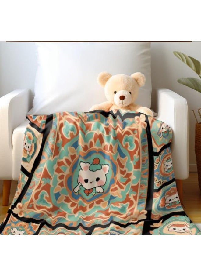 Children's or student cartoon flannel thin blanket (warm and comfortable, suitable for sleep, games) 100cm*150cm - 147