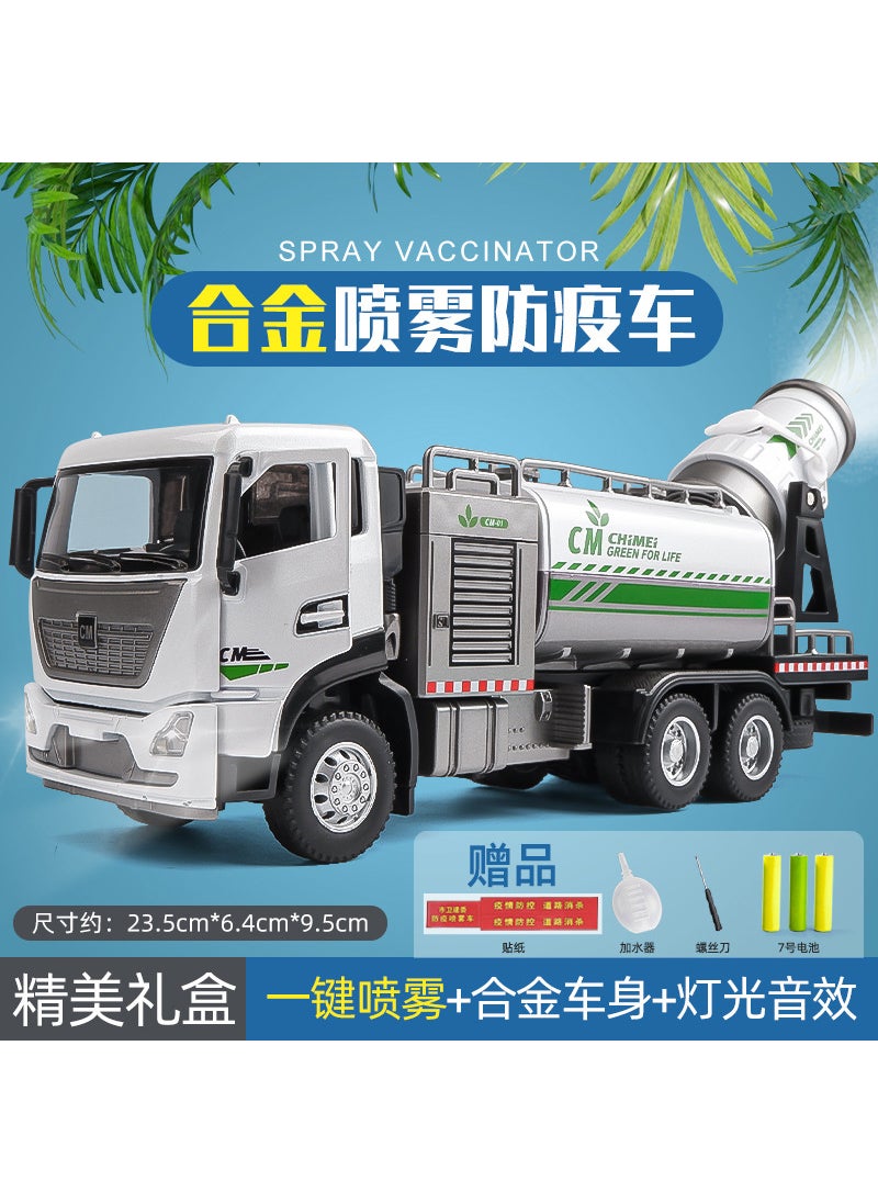 150 Scale Alloy Engineering Vehicle Model Children Toy Push Dirt Scraper Mixing Flip Dump Truck Anti-collision Hanging Car Urban dust spray