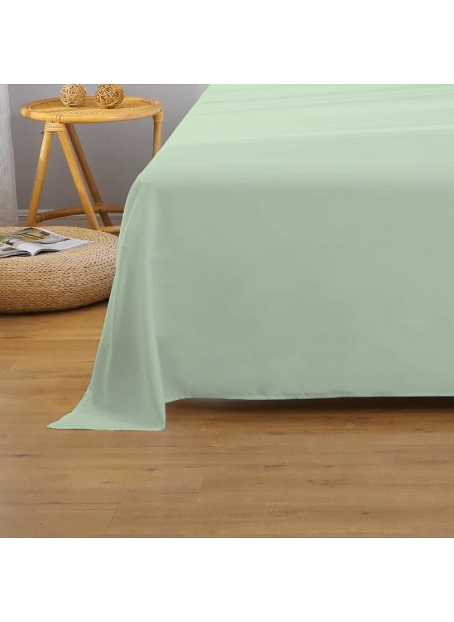 Flat Bedsheet 240X260Cm Plush Mint Green Breathable Machine Washbale Bedsheet Extra Soft Easy Fit Highly Breathable Bedding & Linen Cover