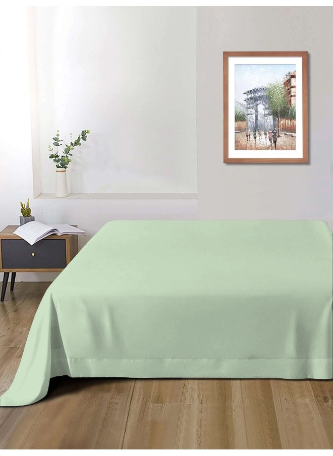 Flat Bedsheet 240X260Cm Plush Mint Green Breathable Machine Washbale Bedsheet Extra Soft Easy Fit Highly Breathable Bedding & Linen Cover