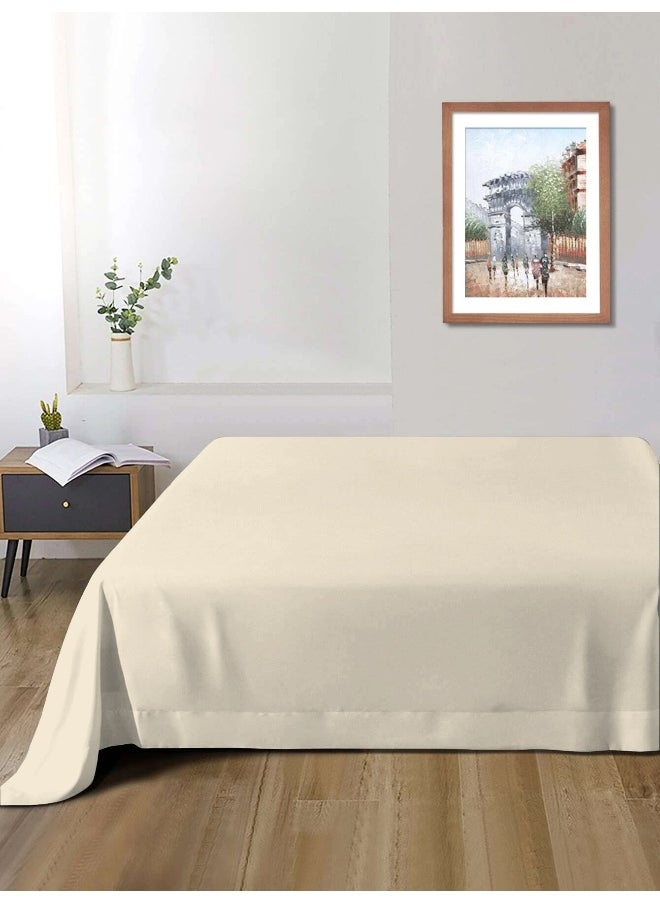 Flat Bedsheet 220X240Cm Plush Ivory Breathable Machine Washbale Bedsheet Extra Soft Easy Fit Highly Breathable Bedding & Linen Cover