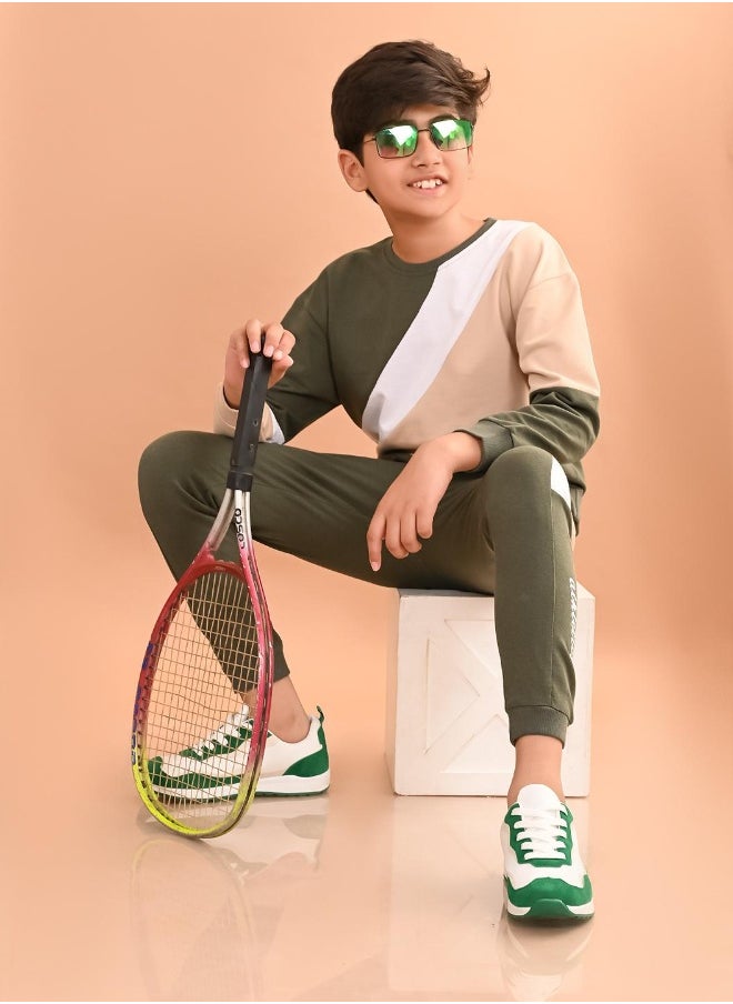 Solid Sweatshirt with Jogger Set