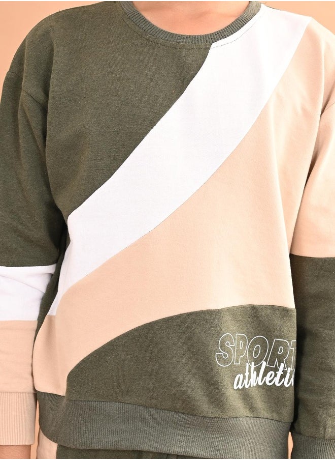 Solid Sweatshirt with Jogger Set