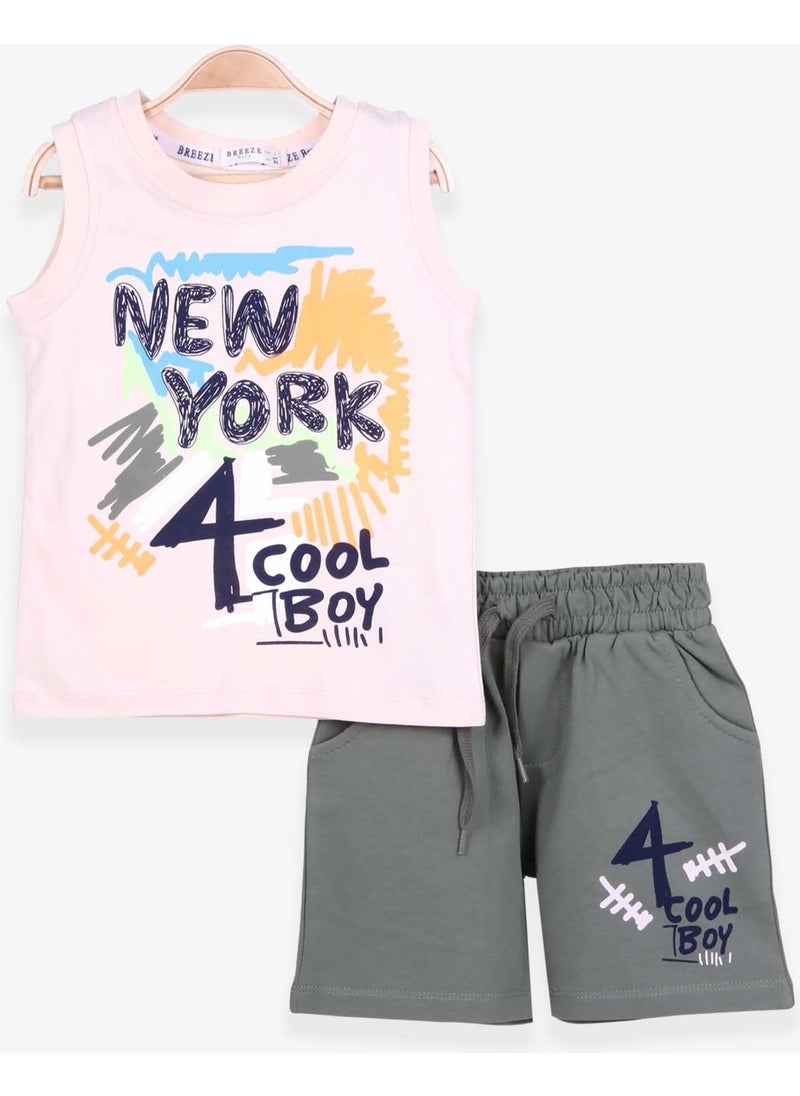 Boys Shorts Set Printed Cream (1-4 Years)