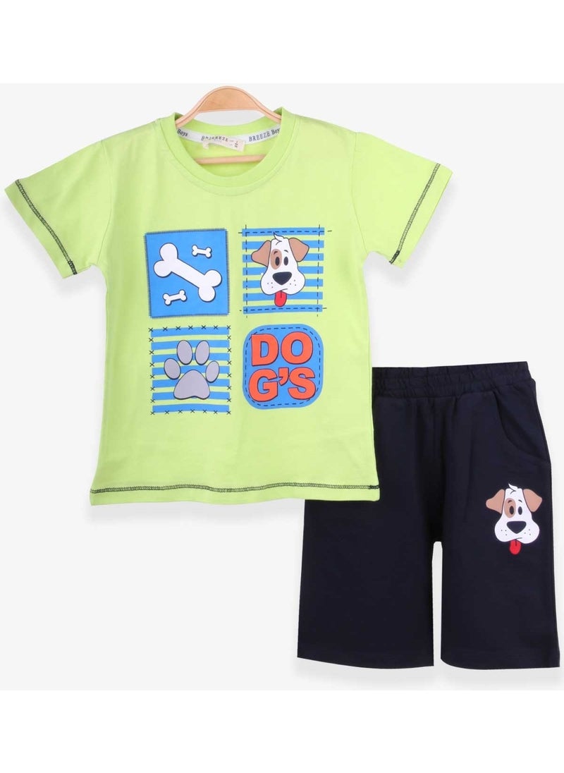 Boys Shorts Set Cute Puppy Pistachio (1-4 Years)