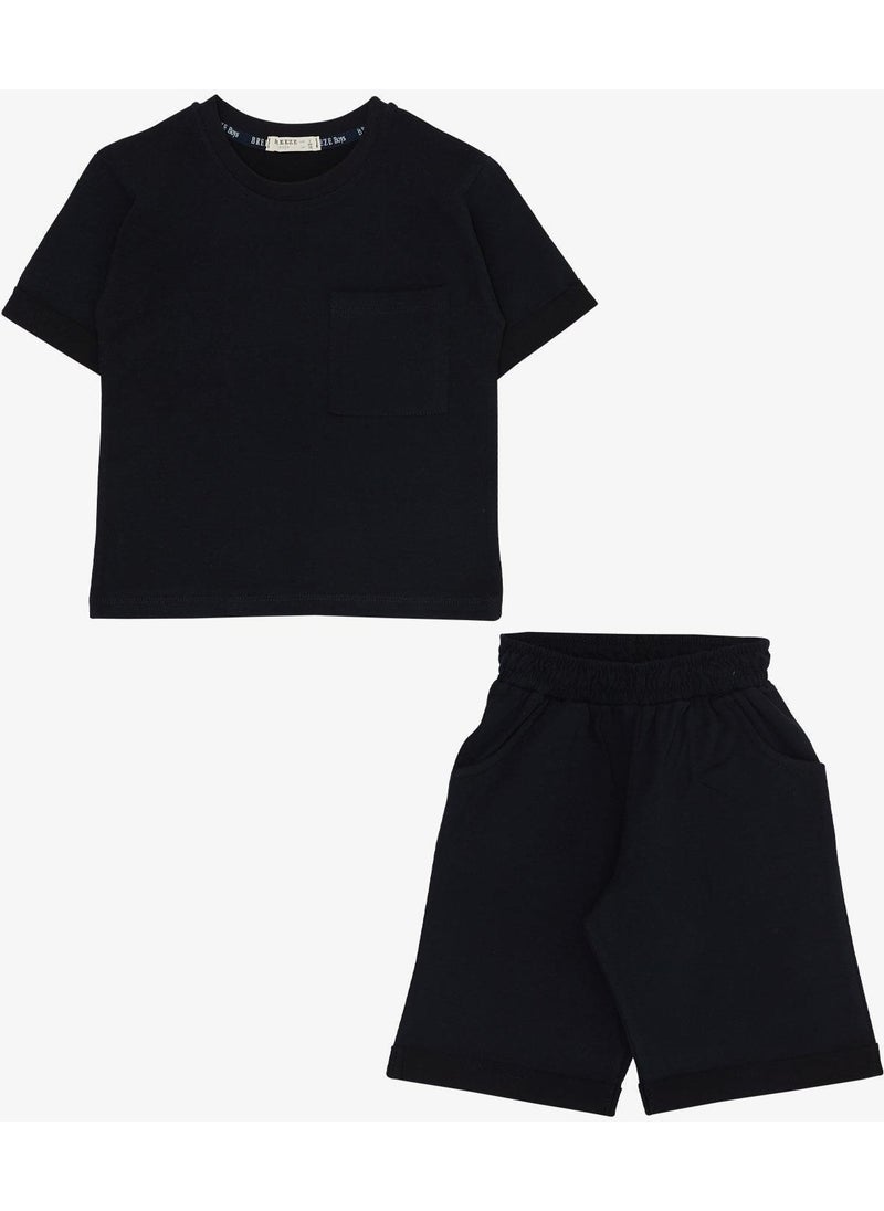 Boy's Shorts Set with Pockets, Age 3-7, Navy Blue