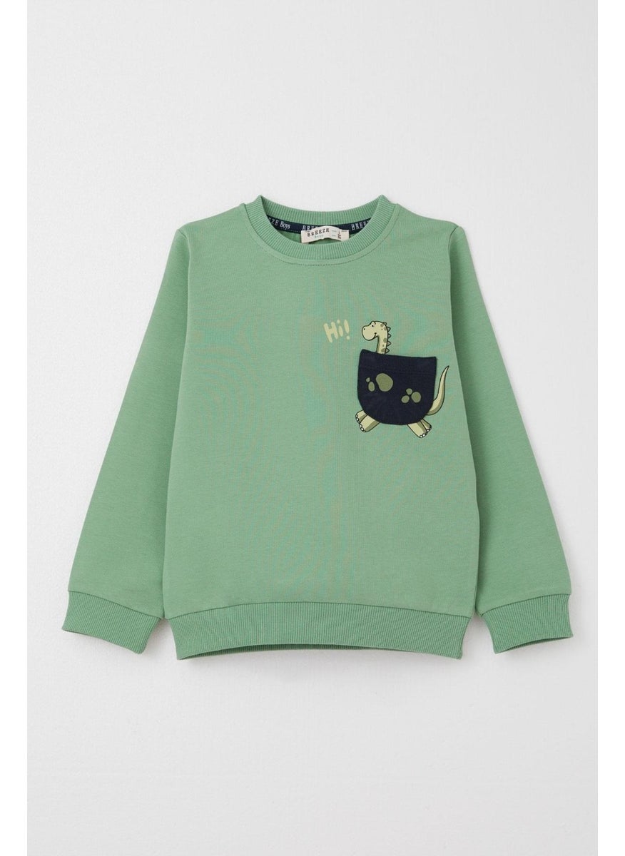 Boy's Tracksuit Cute Dinosaur Printed 1-4 Years Old, Mint Green