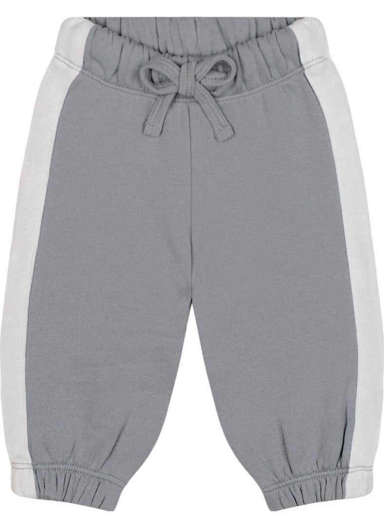 White Contrast Gray Sweatshirt and Trouser Set