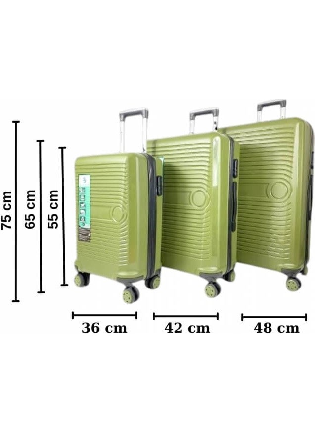 Bussiens 3 Size Encrypted Pp Shockproof Unbreakable 4 Wheel Bag Suitcase Set Khaki Green