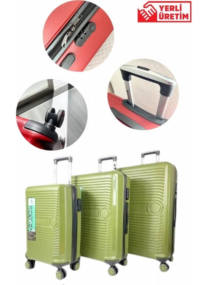 Bussiens 3 Size Encrypted Pp Shockproof Unbreakable 4 Wheel Bag Suitcase Set Khaki Green