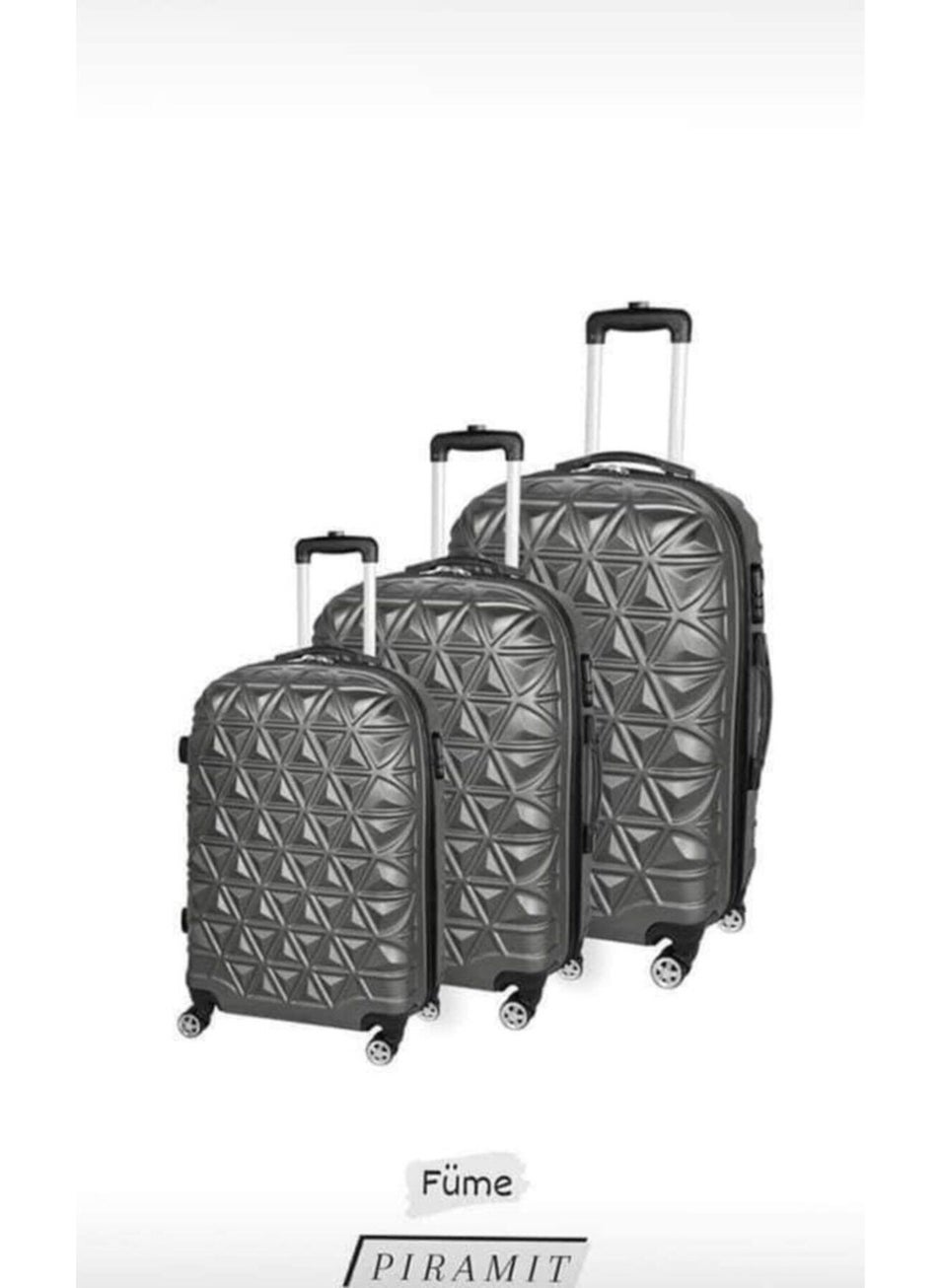 Smoked 3-Piece Abs Suitcase Set 3-Piece Suitcase Set