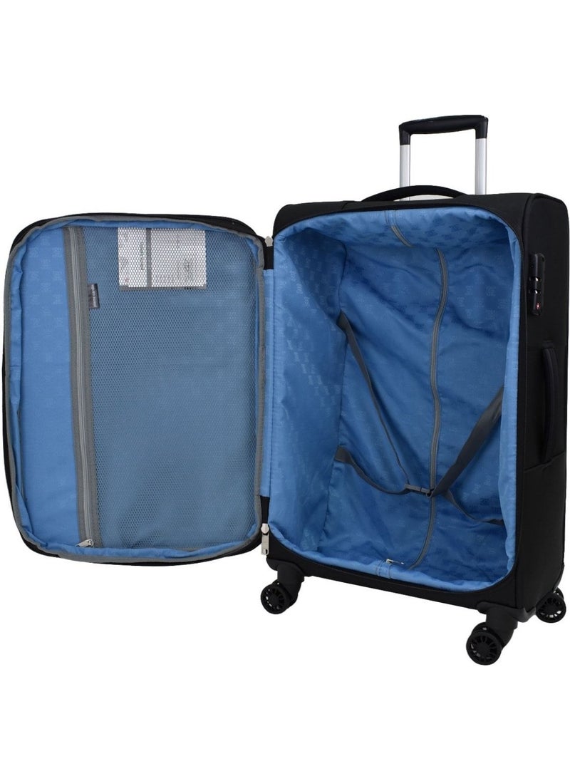Black Ultra Light Lightweight Lux Fabric 2-Piece Suitcase Set Large - Medium PC4200 Casual Yes 2'