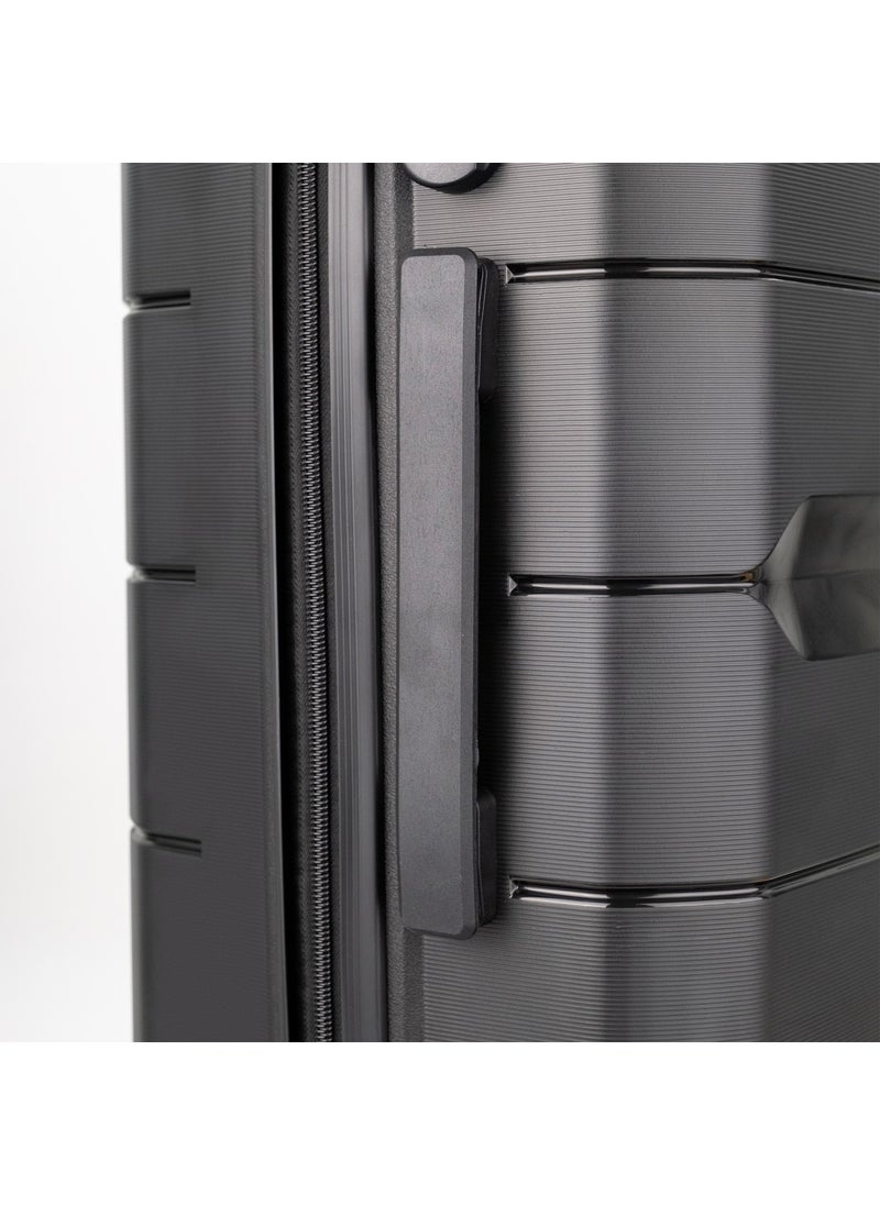 Diamond Pp (Polypropylene) Cabinet, Medium and Large Size 3-Piece Unbreakable Suitcase Set-Black