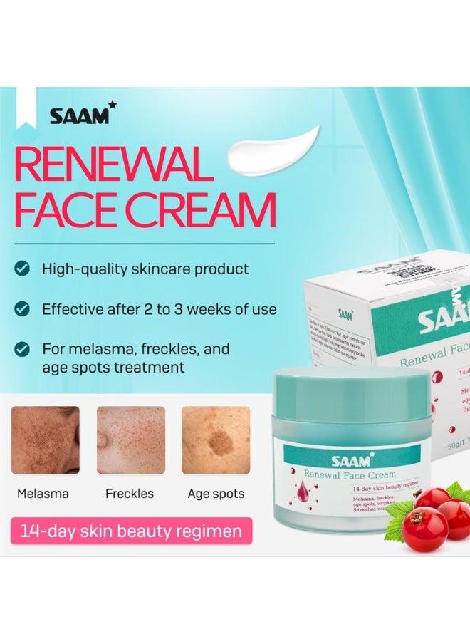 SAAM Renewal Face Cream | Melasma, Freckles, Age Spots & Dark Spots | With Alpha Arbutin and Kojic Acid | 50g