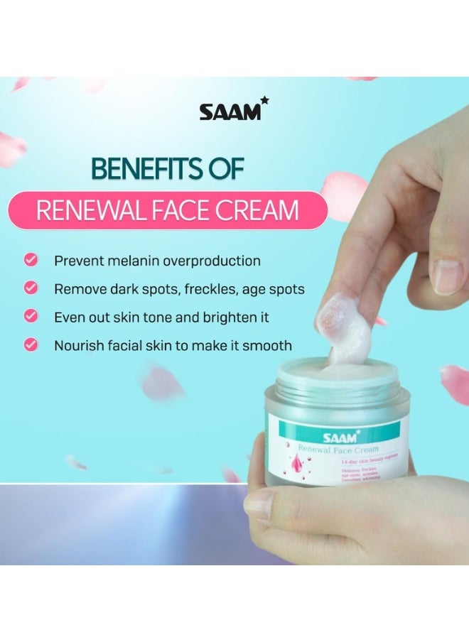 SAAM Renewal Face Cream | Melasma, Freckles, Age Spots & Dark Spots | With Alpha Arbutin and Kojic Acid | 50g