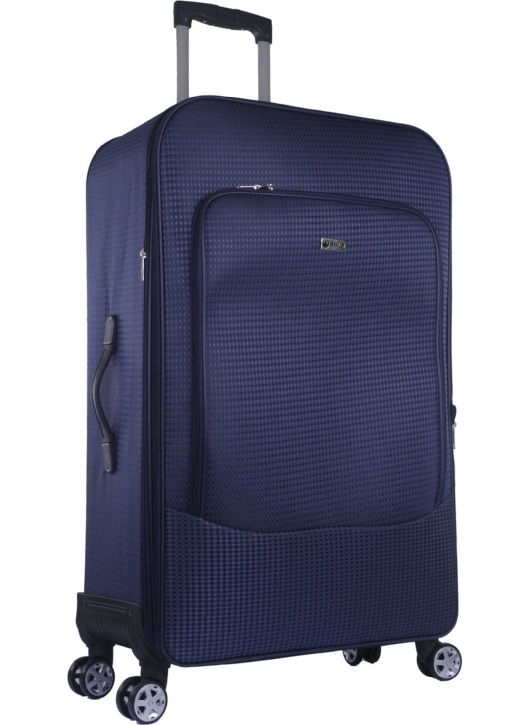 Best Navy Blue 90 cm Oversize Eight Wheel Fabric Suitcase Navy Blue