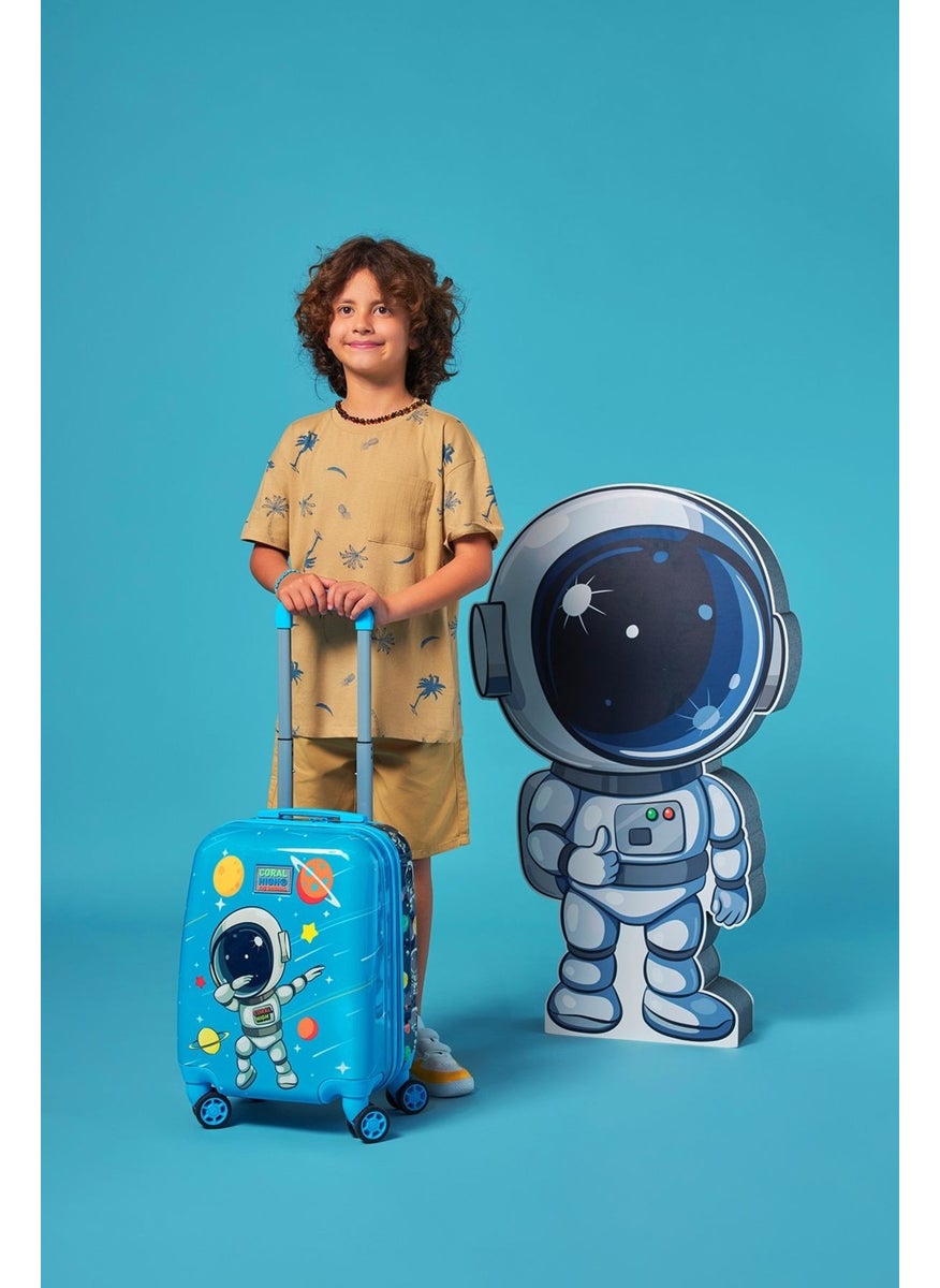 No Kids Navy Blue Astronaut Child Suitcase 16751 Blue 100% Original T4 Patterned Daily Patterned P