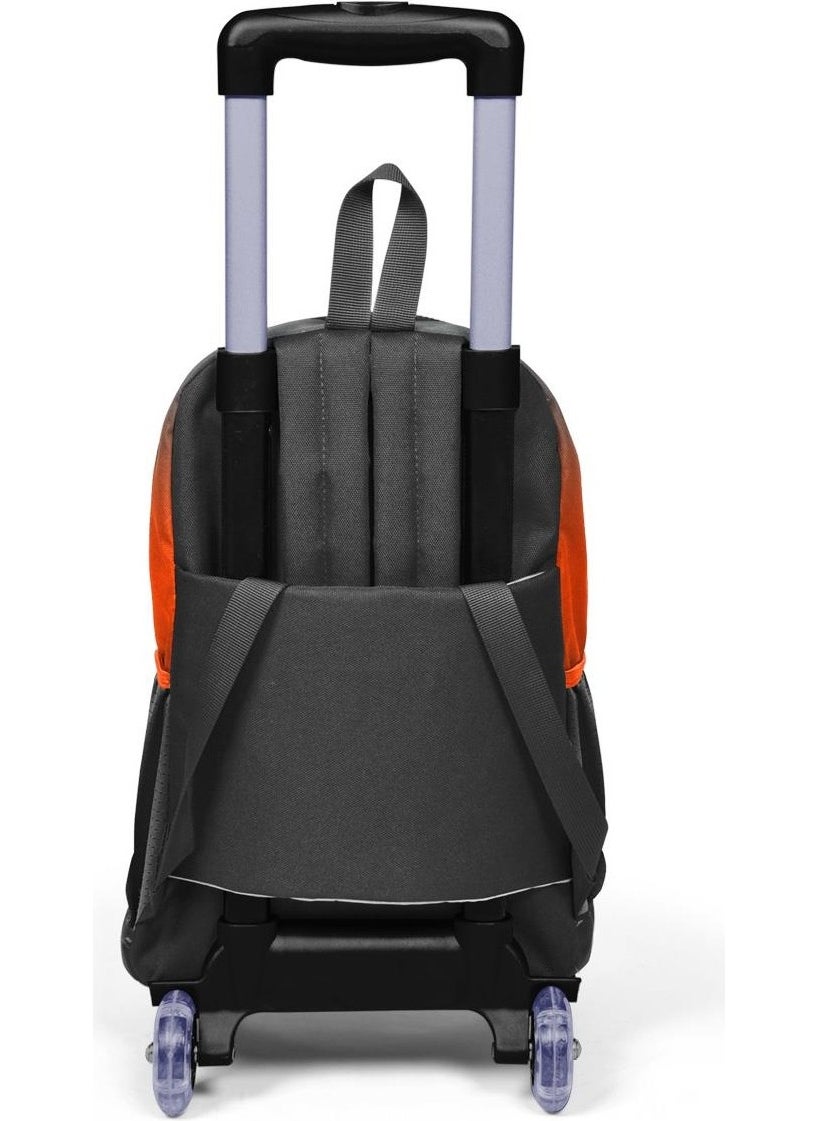Kids Gray Orange Color Transitional Trolley 3-Piece Bag Set